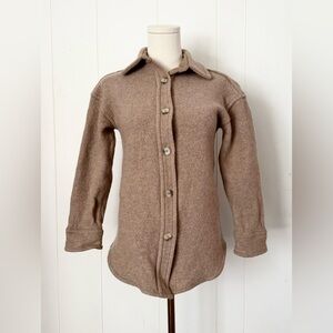 Aritzia Babaton Pelli Merino Wool Oversized Shacket Shirt Jacket Heather Camel